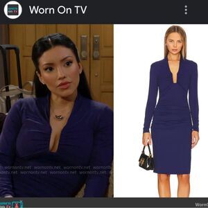 NWT Susana Monaco Purple Floret Gathered Ling Sleeve Dress Large